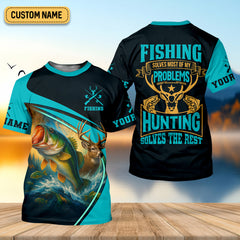 Maxcorners Fishing Solves Most Of My Problems Fishing UPF Shirts, Fishing Gifts For Men, Fishing And Hunting SPF Shirt