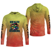 Maxcorners Show Me Your Bobbers Shirt, Orange Yellow Men Fishing Shirt, Funny Fishing Shirt, SPF Shirt