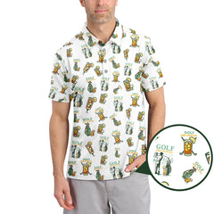 Maxcorners Funny Pattern Cocktail Golf Polos, Men Golf Shirt, Golf Gift For Golfers
