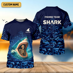 Maxcorners Shark Fishing Team Shirt, Blue Camo Fishing UPF Shirts, Fishing Gifts For Men, Fishing Shirt With Hood