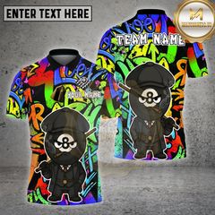 Maxcorners Billards Shirts 8 Ball Pool Cartoon Character Graffiti Style Multi Options Personalized Name, Team Name 3D Shirt