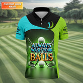 Maxcorners Always Wash Your Balls Custom Golf Polo Shirt, Funny Golf Shirt, Mens Golf Gift