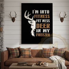 Maxcorners Funny Hunting Canvas Wall Art - I'm Into Fitness Deer in Freezer Print