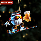 Maxcorners Golf And Beer Cool Golf Ball Acrylic Ornament, Golf Xmas Ornaments, Golf Christmas Gifts, Cool Golf Gift LM1611