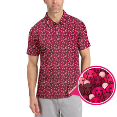 Maxcorners Dachshund Dog Pattern Golf Shirt With Pink Color , Funny Dachshund Golf Shirt For Golfers, Golf Gift For Dog Lover