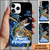 Maxcorners Pike Splash Water Lightning Stripe Dark Blue Art Golden Line Personalized Name Phone Case