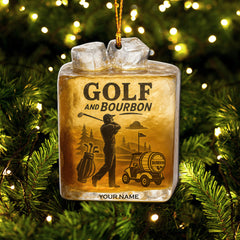 Maxcorners Golf And Bourbon Ornament, Golf Ornament Christmas Gift, Golf Decor For Golfer