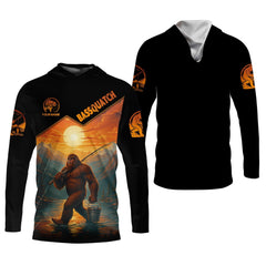 Maxcorners Bassquatch Bigfoot Fishing SPF Long Sleeve Shirts, Fishing Shirts For Men, Funny Fishing Shirt, Fisherman Gift