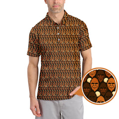 Maxcorners Sasquatch Golf Pattern Shirt, Crazy Golf Shirt For Men, Funny Bigfoot Golf Polos