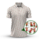 Maxcorners Funny Pattern Golf Shirt, Christmas Golf Shirt, Xmas Golf Shirt, Reindeer Shirt For Golfer