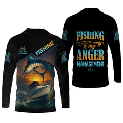 Maxcorners Fishing Is My Anger Management Men Fishing Shirt, SPF Shirt For Men, Presents For Fishermen