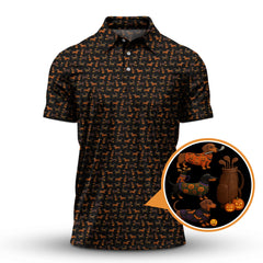 Maxcorners Halloween Golf Shirt, Funny Pattern Golf Shirt, Dachshund Golf Shirt For Men