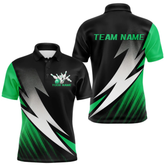 Maxcorners Black And Green Custom Bowling Jerseys, Men Polo Shirt Bowling Tournament Outfits LM105