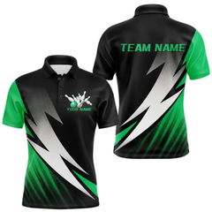 Maxcorners Black And Green Custom Bowling Jerseys, Men Polo Shirt Bowling Tournament Outfits LM105