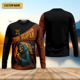 Maxcorners Fish Reaper Horror Fishing SPF Shirt For Men, Fishing Gifts For Men, Men's Fishing Shirt