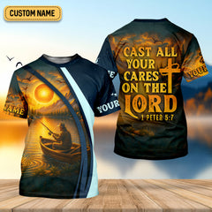 Maxcorners Cast All Your Cares On The Lord Christian Fishing SPF Shirt For Men, Fisherman Gift, Men's Fishing Shirt