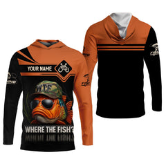 Maxcorners WTF Where The Fish Camo Tournament Fishing Shirts, Funny Fishing Shirt, SPF Shirt For Men, Men's Fishing Shirt