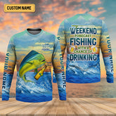 Maxcorners Weekend Forecast Fishing With A Chance Of Drinking Men's Fishing Shirt, Mahi Fishing Shirt, UPF Fishing Shirt
