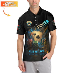 Maxcorners Funny Poker Shirts, Custom Name Poker Shirt, Men’s Poker Polos, Kiss My AceLM1009