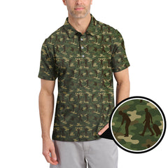 Maxcorners Camo Golf Shirt For Golfer, Camo Polo Shirt, Pattern Golf Shirt For Veteran, Golf Gift For Men