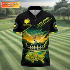 Maxcorners Custom Augusta Golf Course Polo Shirt, Golfing Apparel, Mens Golf Gift, Funny Golf Shirt