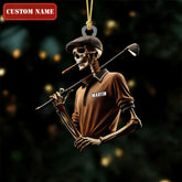 Maxcorners Golfing Skeleton Smoking Acrylic Ornament, Golf Christmas Ornaments, Christmas Golf Gift LM1611