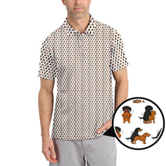 Maxcorners Funny Golf Pattern Shirt, Dachshund Golf Shirt For Golfer, Crazy Golf Shirt For Men