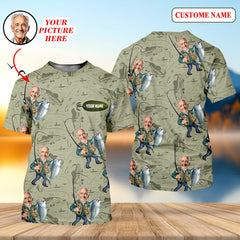 Maxcorners Funny Caricature Face Fishing Shirt, Funny Fishing Shirt, SPF Shirt, Fisherman Outfit, Mens Casual Shirts
