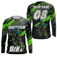 Maxcorners Custom green adult kid MTB jersey UPF30+ Mountain bike shirt youth boys girls cycling clothes mens LM2809