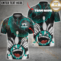 Maxcorners Madness Bowling Jersey - Custom Angry Ball and Pins Design Multicolor Customized Name, Team Name 3D Shirts