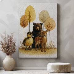 Maxcorners Rustic Woodland Animal Canvas – Bear Deer Duck Wildlife Wall Décor LM2611
