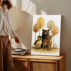 Maxcorners Rustic Woodland Animal Canvas – Bear Deer Duck Wildlife Wall Décor LM2611