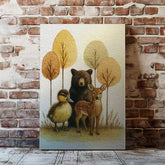 Maxcorners Rustic Woodland Animal Canvas – Bear Deer Duck Wildlife Wall Décor LM2611