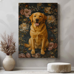 Maxcorners Rustic Labrador Canvas Wall Art – Floral Hunting Cabin Décor LM2611
