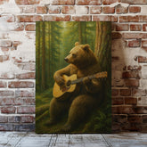 Maxcorners Guitar Bear Canvas Rustic Forest Animal Wall Art LM2611
