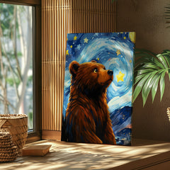 Maxcorners Starry Night Bear Canvas Whimsical Celestial Animal Wall Art LM2611