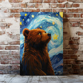 Maxcorners Starry Night Bear Canvas Whimsical Celestial Animal Wall Art LM2611