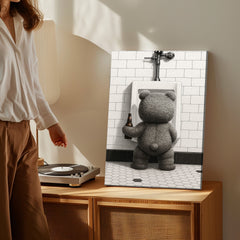 Maxcorners Funny Drunk Bear Canvas Hilarious Bathroom & Man Cave Wall Art LM2611