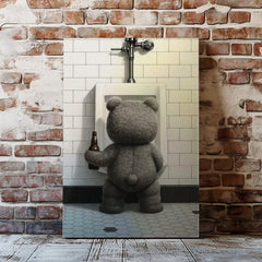 Maxcorners Funny Drunk Bear Canvas Hilarious Bathroom & Man Cave Wall Art LM2611