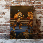 Maxcorners Tiger vs Lion Boxing Canvas Epic Animal Fight Wall Art LM2611
