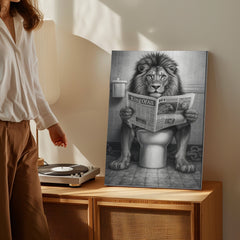 Maxcorners Funny Lion Toilet Canvas Bathroom Wall Art LM2611