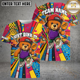 Maxcorners Personalized Just Dink It Bear Pickleball Name & Team Name 3D Shirts (4 Colors)