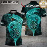 Maxcorners Darts Golden Dragon Flowing Ornamental Art Multicolor Options Personalized Name Shirt (6 Colors)