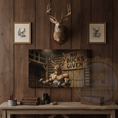 Maxcorners Muscular Deer Lifting Dumbbells “No Bucks Given” Gym Cabin Wrapped Canvas