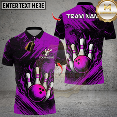 Maxcorners Flame Bowling And Pins Design Multioptions Personalized Name, Team Name Unisex 3D Shirts