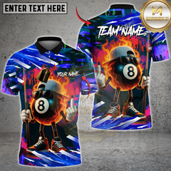 Maxcorners Billiards Street Style Flaming 8-Ball Multicolor Customized Name, Team Name 3D Shirt