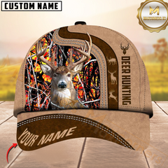 Maxcorners Heru Pon Leather Pattern Hunting Deer Multicolor Personalized 3D Cap