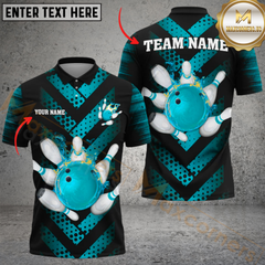 Maxcorners Bowling Chevron Blaze Personalized Name Men And Women 3D Polo Shirt Custom Bowling Team Jersey (4 Colors)