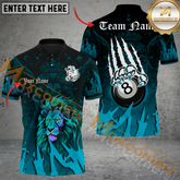 Maxcorners Ball 8 Lion Wings Claws Billiard Jersey Multicolor Options Personalized Name, Team Name 3D Polo Shirt (4 Colors)