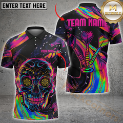 Maxcorners Darts Neon Skull Multicolor Personalized Name, Team Name 3D Shirt